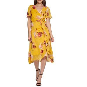 DKNY Chiffon Floral Fit & Flare Dress